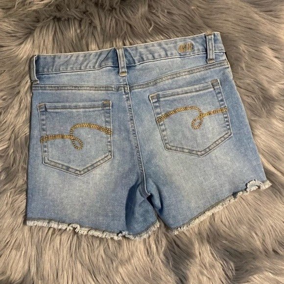 Justice Demin Embellished Stud Shorts Size 14 - Picture 2 of 4